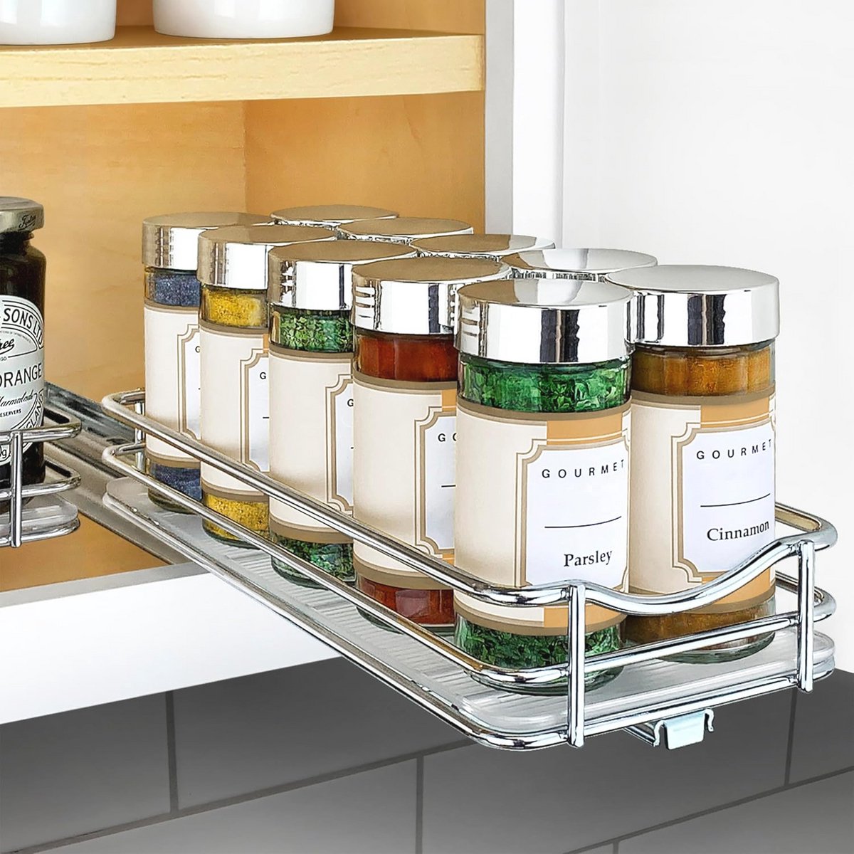 Uittrekbaar kruidenrek voor keuken en pantry - 4-1/4 inch breed