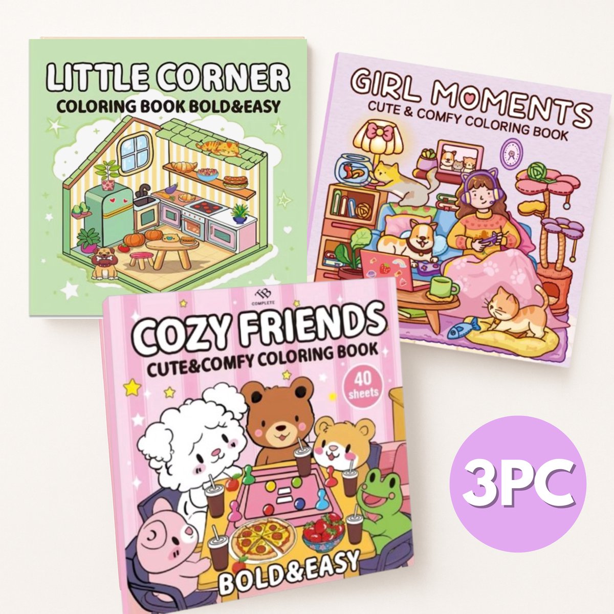 TB complete Cozy Coloring Book - Voor volwassenen & kinderen - 40 unieke pagina's