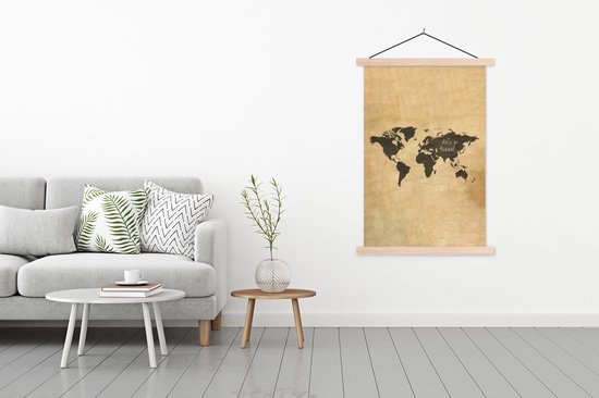 Décoration murale - Carte du Wereldkaart - Vintage - Parchemin - Affiche scolaire - 120x180 cm