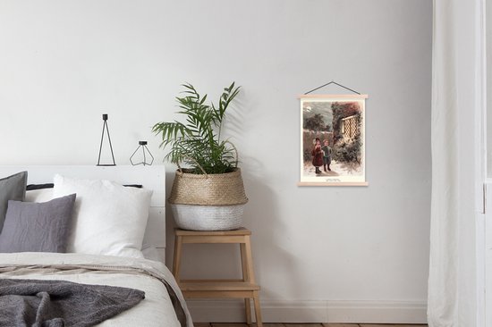 Illustration Vintage enfants pendant Noël affiche textielposter lattes vierge 40x53 cm - Tirage photo sur plaque scolaire (décoration murale salon / chambre)