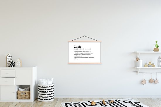 Porte-affiche avec affiche - Affiche scolaire - Sœur - Citations - Proverbes - Dictionnaire - Définition de la sœur - 60x40 cm - Lattes transparentes