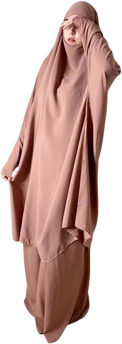 2-Delige Jilbab Set voor Dames met Rok en Abaya Khimar - Eenvoudig te Dragen