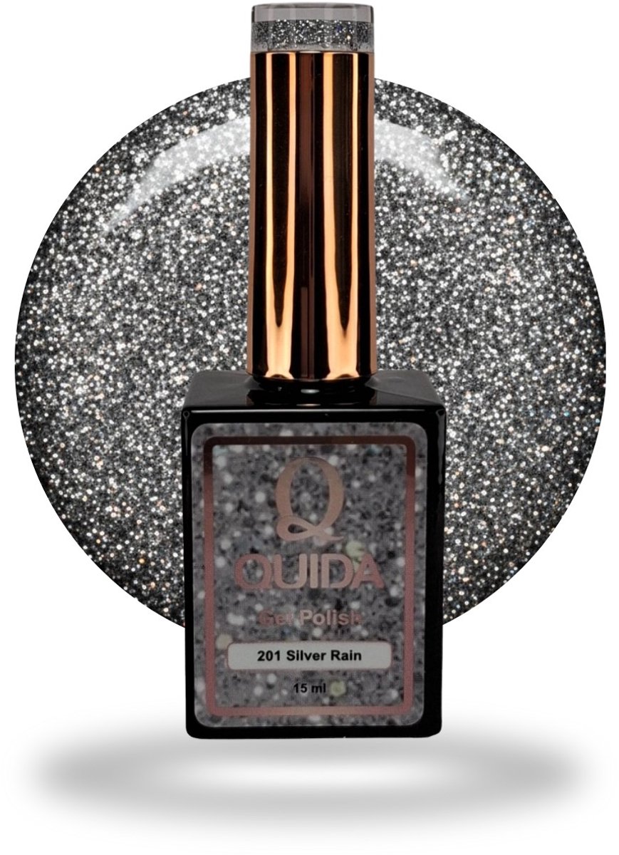 quida gelpolish #201 silver rain glitter zilver 15ml