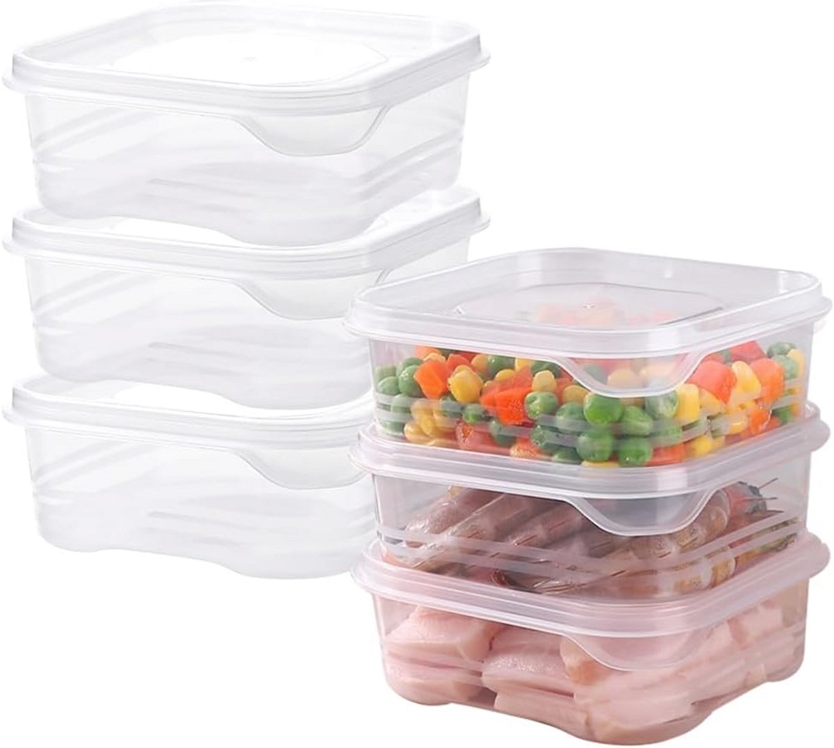 Set van 6 Diepvriesbakjes met Deksel 350ml - Ideaal voor Koelkast en Magnetron