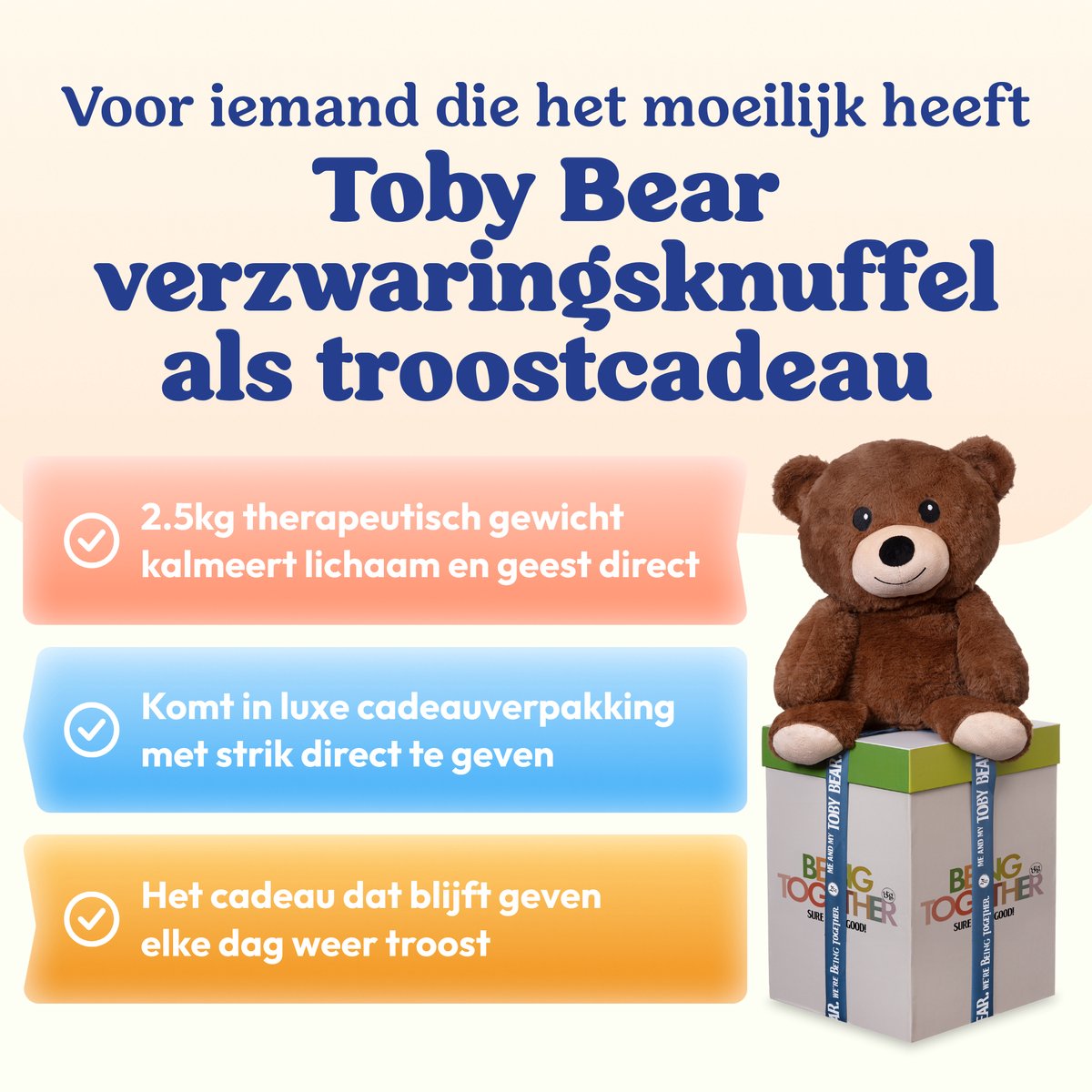 Being Together Verzwaringsknuffel Beer - Verzwaarde Knuffel 2,5kg voor Volwassenen en Kinderen - Therapeutische Beer Knuffel — afbeelding 10