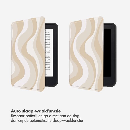 Selencia E-reader Hoesje - Geschikt voor Kobo Clara BW, Kobo Clara Colour - Vivid bookcase - Desert Waves Beige van Merkloos — afbeelding 4