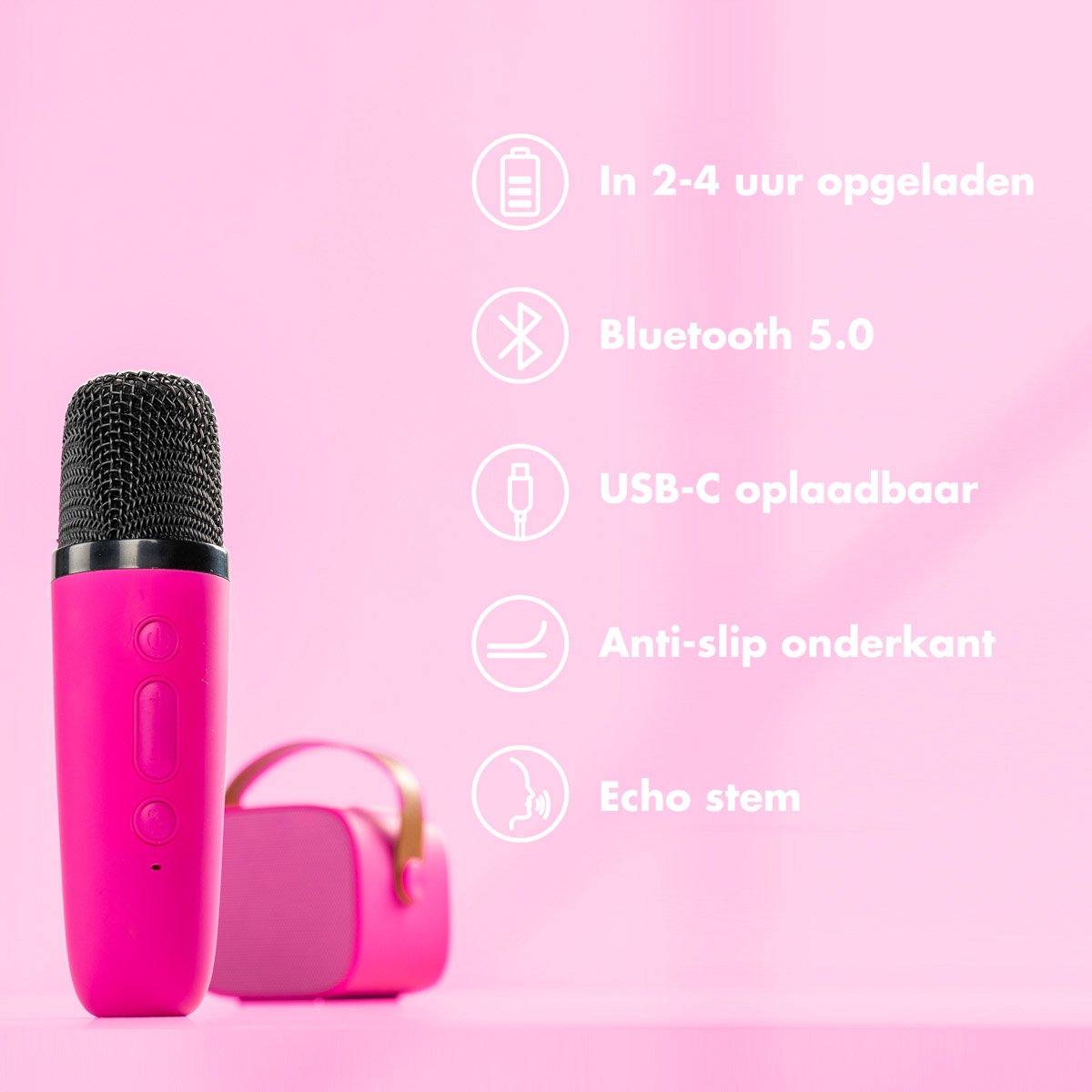imoshion Karaoke Set - Met Bluetooth Speaker en Draadloze Microfoon - Karaokeset voor Volwassenen en Kinderen — afbeelding 11