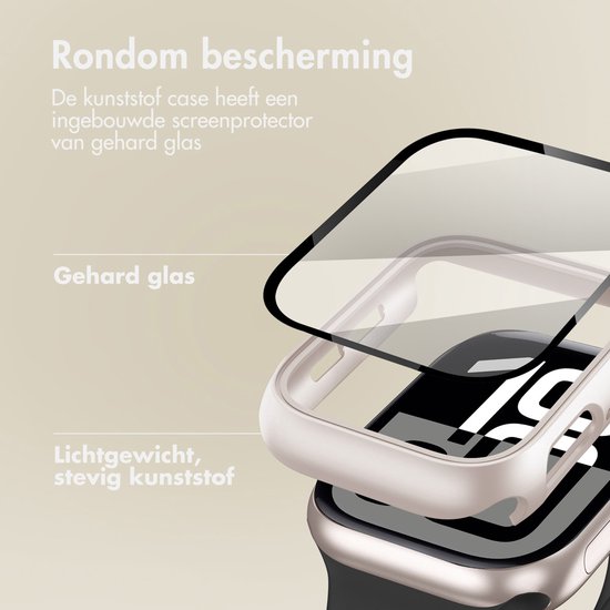 Beschermhoes met ingebouwde screenprotector van gehard glas en een lichtgewicht, stevig kunststof frame.