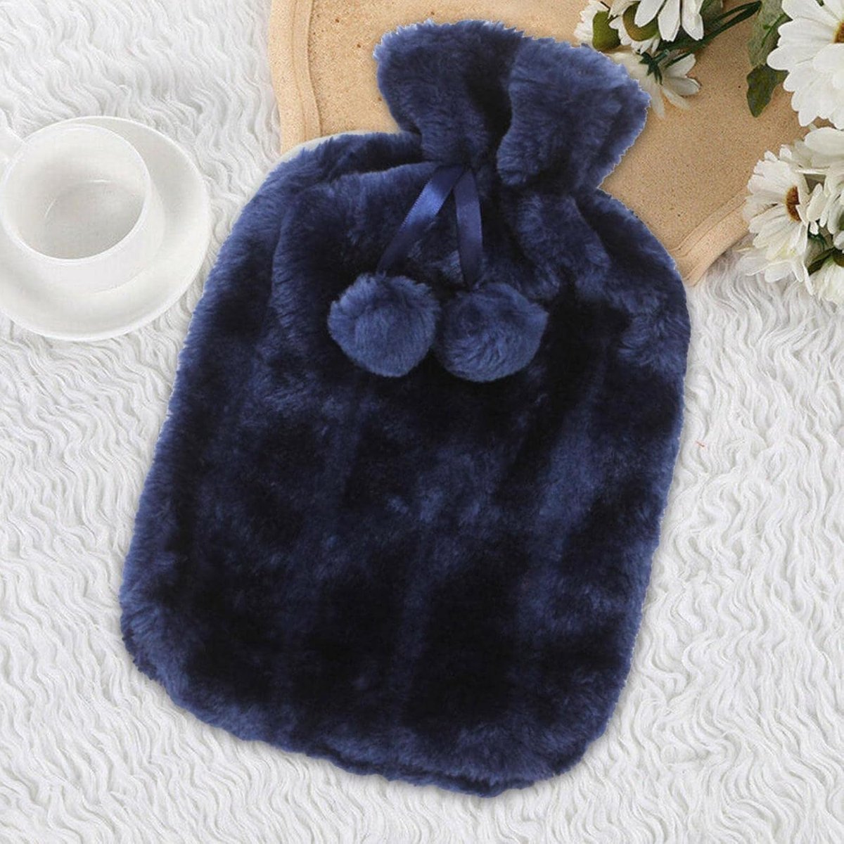 Famanu - Warmwaterkruik 2L met fleece hoes – veilig en duurzaam – grijs