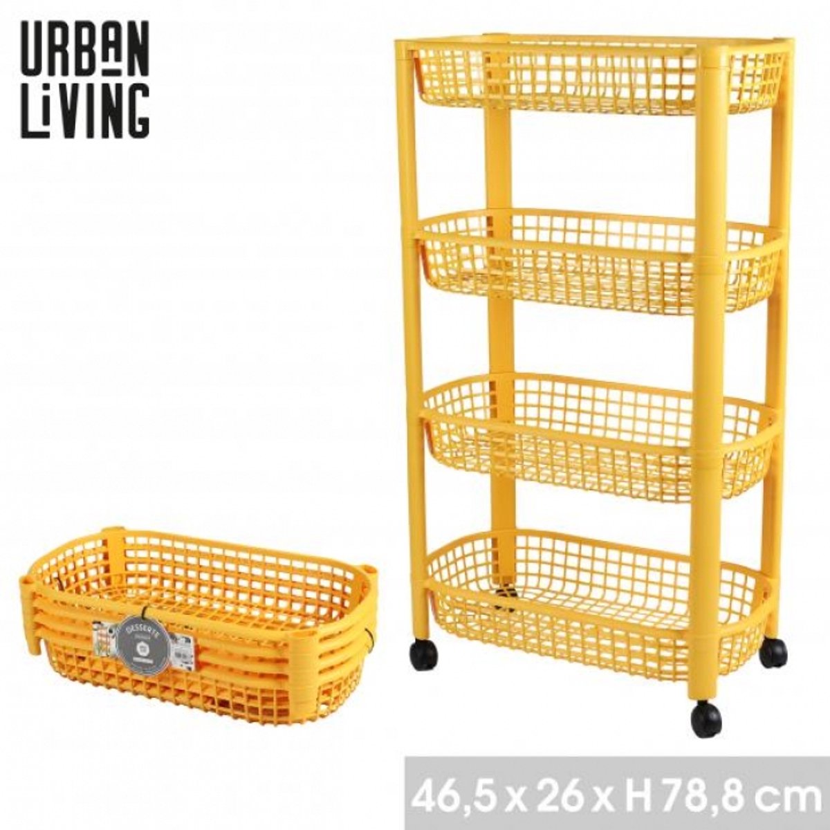 “LIBERTY” serveerrek 4 niveaus – 46,5 × 26 × H78,8 cm – mosterdgeel
