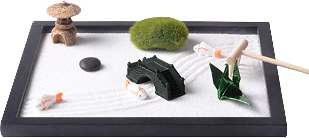 Zen Tuin Set met Boeddha Beeldje, Witte Zand, Stenen en Hark voor Meditatie en Decoratie