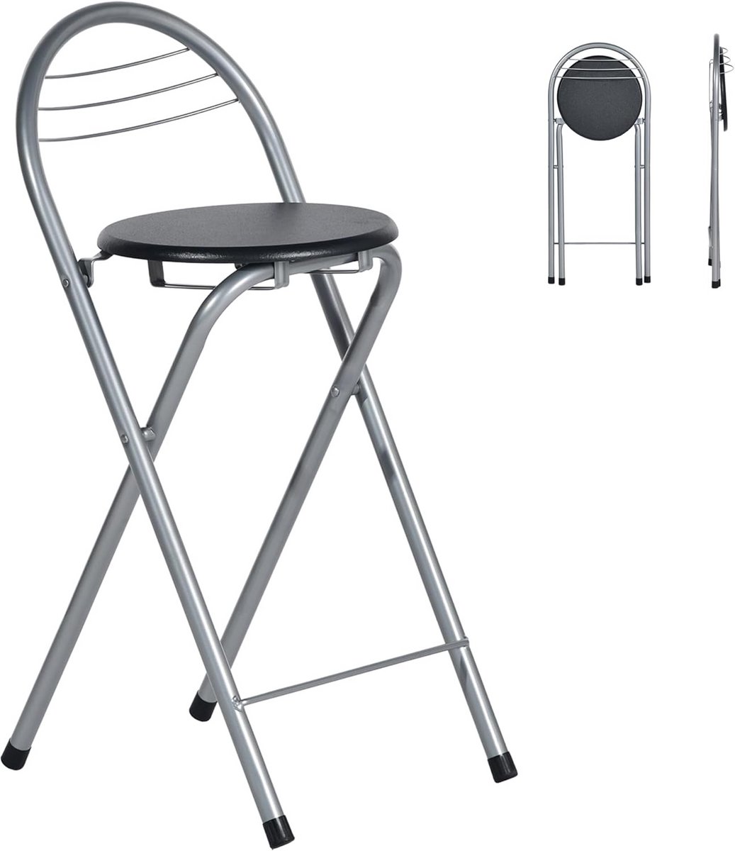 Set van 2 Opvouwbare Barkrukken voor Buiten en Binnen - 61 cm Zithoogte