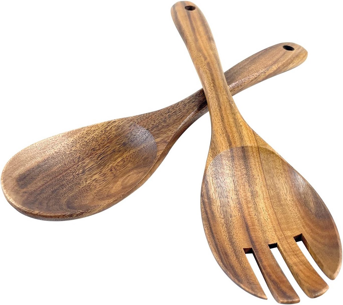 Houten Saladebestek Set van 2 - Serveerlepel en Vork van Acaciahout