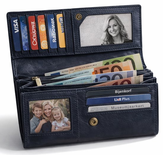 Portemonnee dames - Dames portemonnee - Portefeuille dames - Vrouwen cadeautjes - Cadeau voor vrouw - Cadeau voor vrouwen verjaardag - Kado vrouwen - Cadeau - Cadeau voor haar - Cadeau voor vriendin - Portemonnee dames klein - Kado - Beurs - Blauw