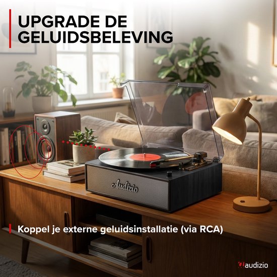 Retro platenspeler - Audizio Reno - Bluetooth platenspeler - LP speler met auto-stop - Zwart — afbeelding 3