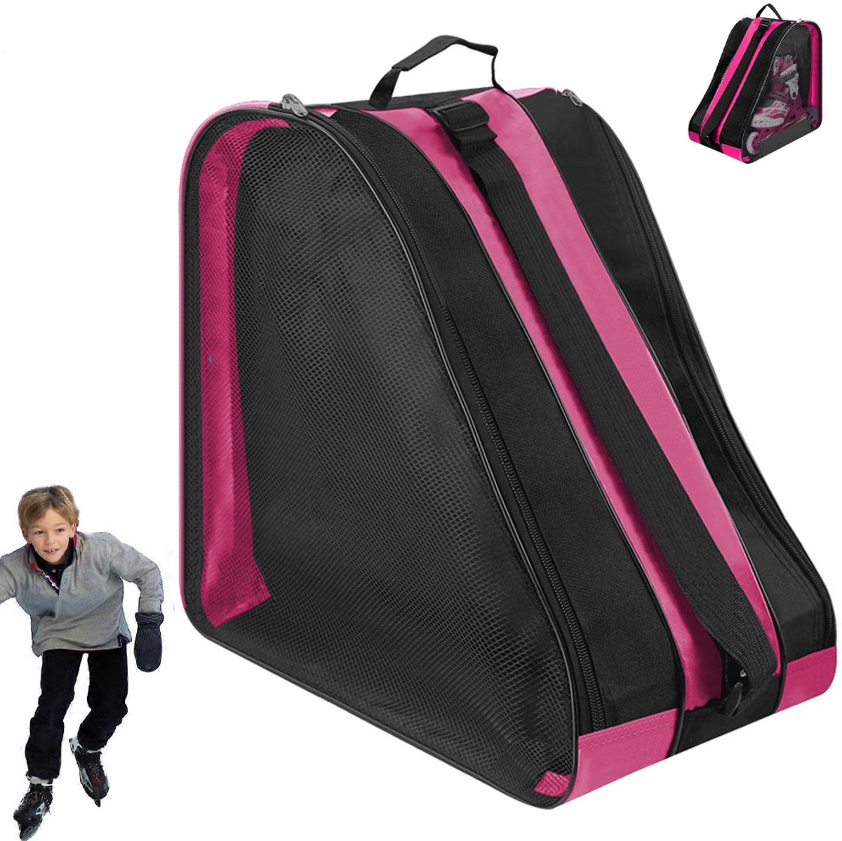 Rolschaats Tas – 38x25x36cm – Schaats Wieltas – Skate Bag – Skischoen tas – Kinderschaatsen tas – Rolschaatsen tas – Met verstelbare schouderband – Duurzame – Voor schaatsen, inlineskatas, ijshockeytas – Geschikt voor volwassenen, kinderen – Roze Rolschaats Tas – 38x25x36cm – Schaats Wieltas – Skate Bag – Skischoen tas – Kinderschaatsen tas – Rolschaatsen tas – Met verstelbare schouderband – Duurzame – Voor schaatsen, inlineskatas, ijshockeytas – Geschikt voor volwassenen, kinderen – Roze
