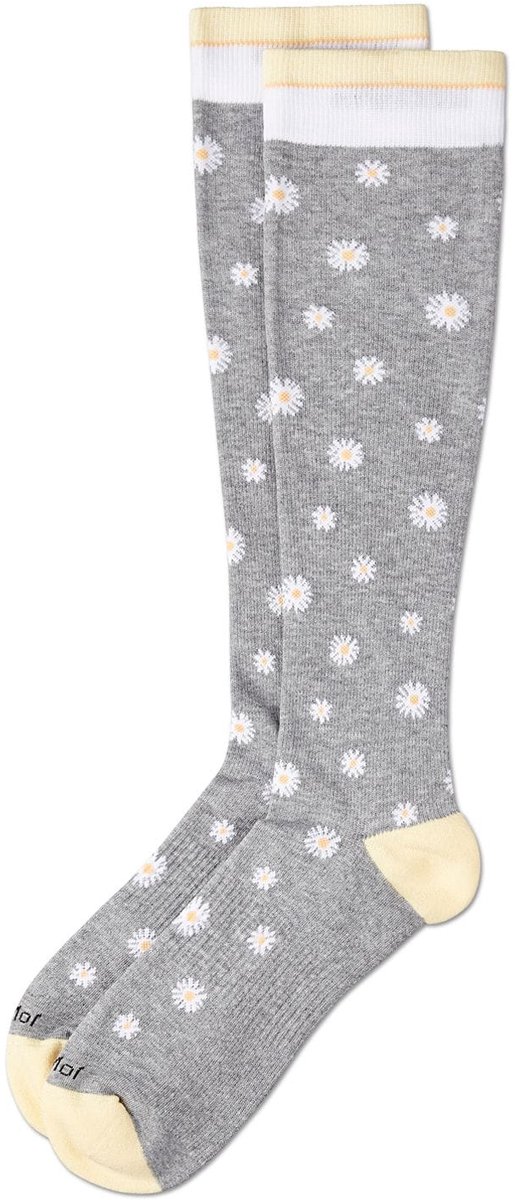 MeMoi WellFit Premium Madeliefjes Compressiesokken Dames Bloemen Steunkousen 1 Paar