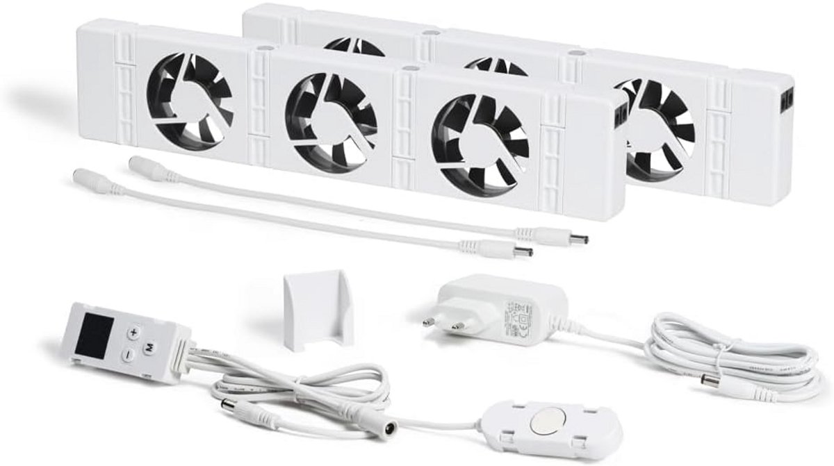 Radiator Ventilator met Control Sensor - Duo Set (2x) - Sneller Verwarmen - Tot 22% Energie Besparen - Geschikt voor Warmtepomp - Fluisterstil