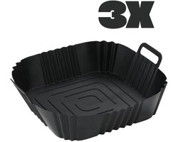 Siliconen bakvorm voor airfryer, 3-delige set (zwart) | Herbruikbare bakvorm voor airfryer | Accessoireset voor gezond koken