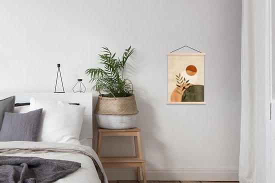 Posterhanger incl. Poster 40x53 cm - Schoolplaat - Takken - Vormen - Abstract - Textielposter - Blanke latten