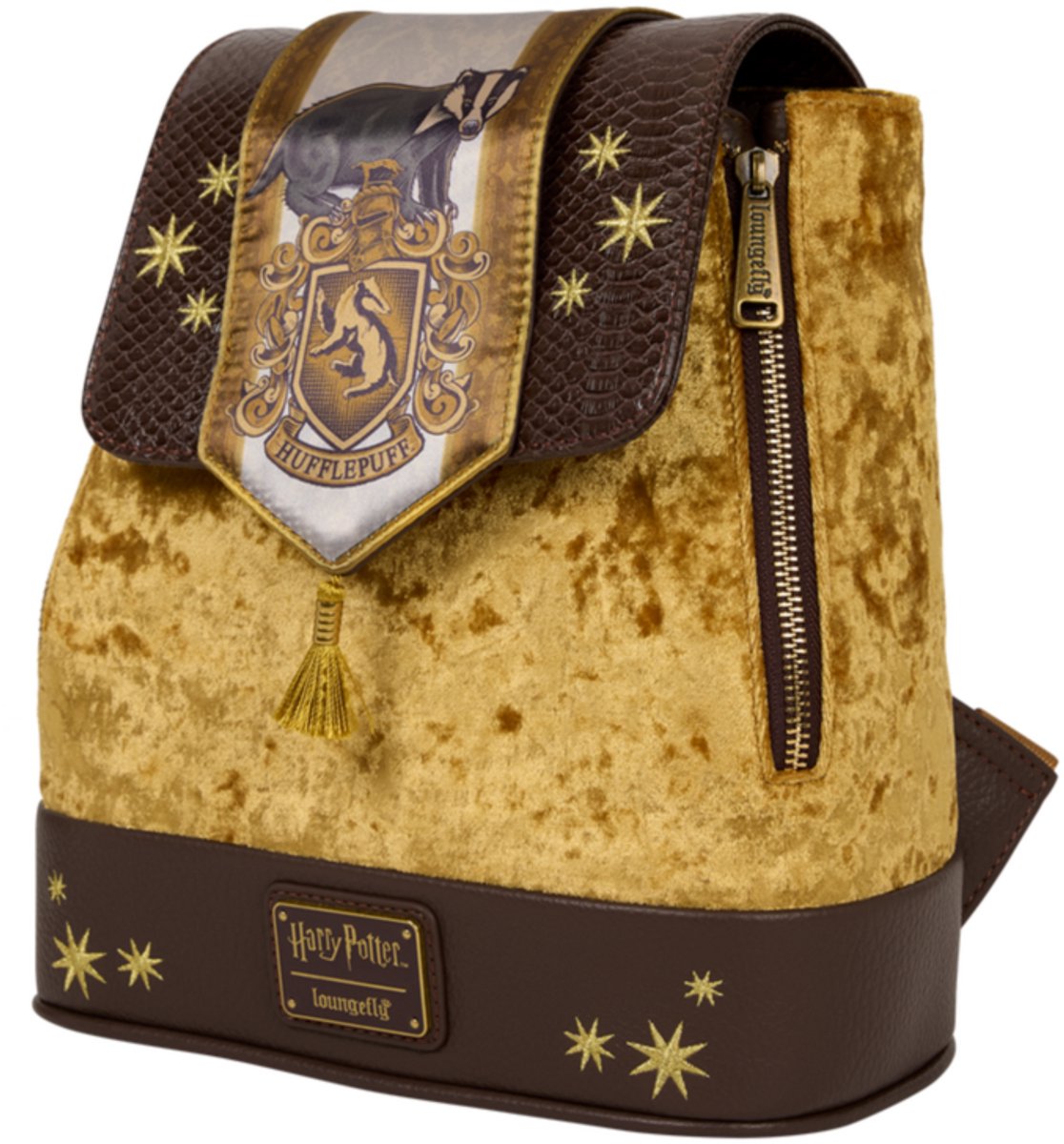 LOUNGEFLY Exclusive Harry Potter Hufflepuff Banner Velvet Backpack