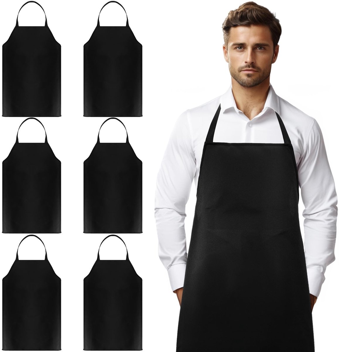 Unyqoos® Set van 6 verstelbare uniseks schorten voor keuken en buitengebruik