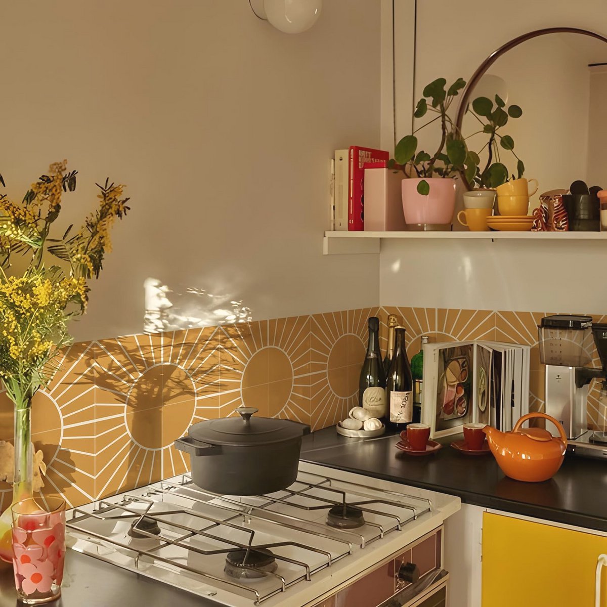 Oranje Zelfklevende Tegelstickers voor Badkamer en Keuken – Set van 10 Vinyl Wandtegelstic