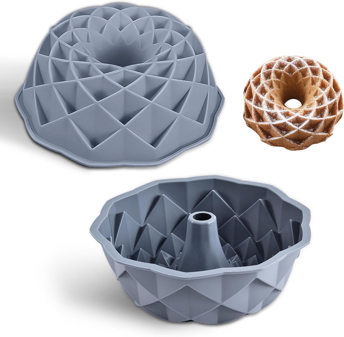 2x Siliconen Tulbandvorm Set – 23 cm Anti-aanbak Bakvorm voor Cake en Pudding – Flexibel en Vaatwasserbestendig
