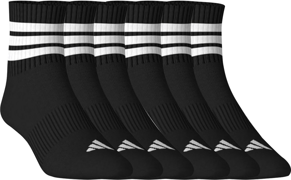 6 paar adidas C Sportswear MID 6p Mid Cut sokken unisex Zwart
