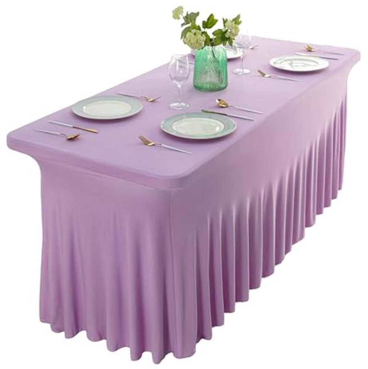 Elastische tafelhoes voor buffettafel - Stretchhoes voor evenementen, 183 x 76 x 76 cm (paars)
