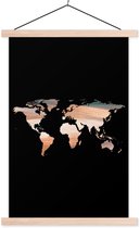 Décoration murale - Carte du Wereldkaart - Peinture - Zwart - Affiche scolaire - 60x90 cm