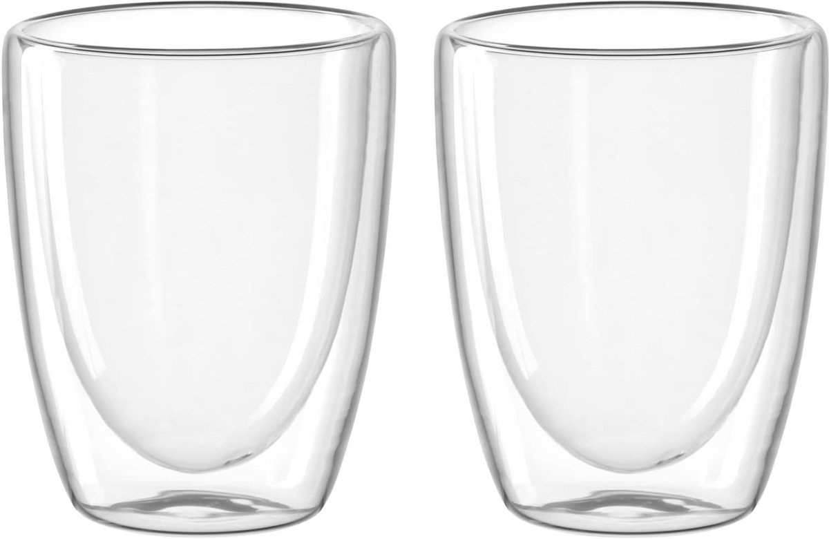 Set van 2 Dubbelwandige Glazen Mokken 300ml - Hittebestendig Borosilicaat