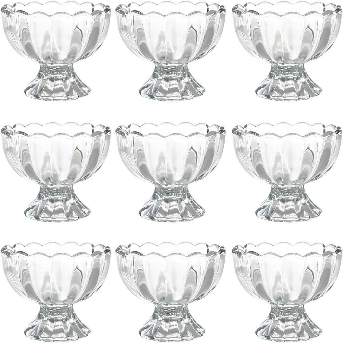Set van 10 ijscoupes 300ml met Zware Basis - Vintage Glazen Dessertkommen