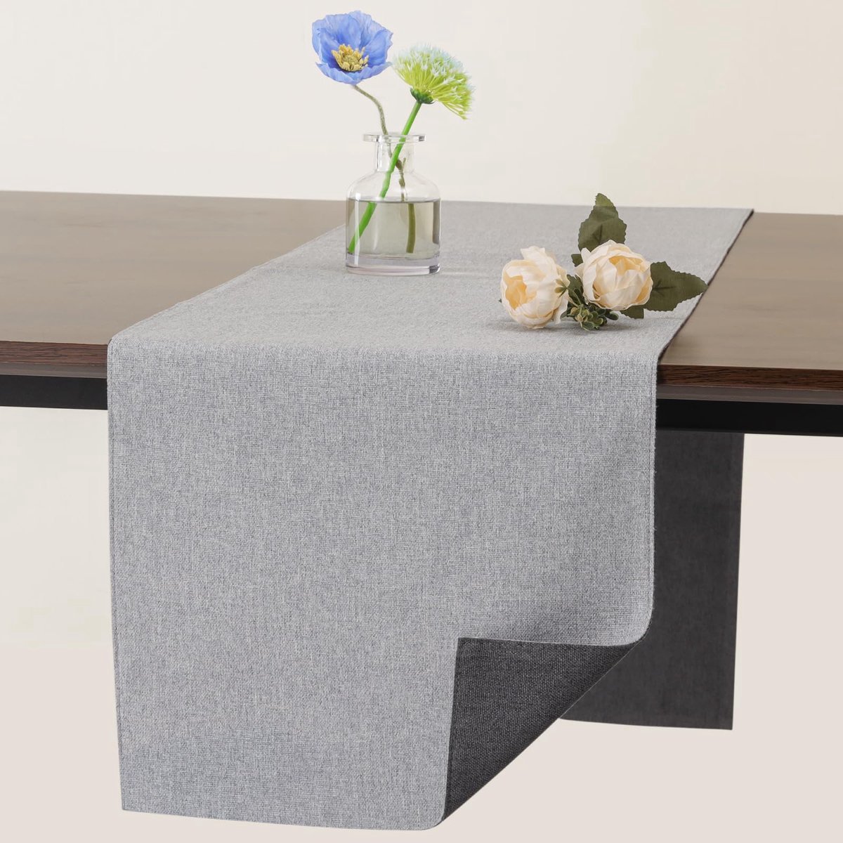 Stunq® Dubbelzijdige Linnen Tafelloper met Antislip Onderkant, Groen-Grijs, 30 x 183 cm - Multifunctioneel Decoratie-Accessoire