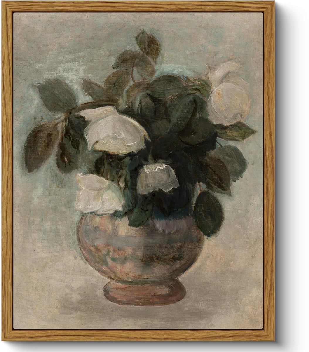 Stunq® Vintage Bloemenschilderij op Canvas met Lijst voor Diverse Ruimtes, 20 x 25 cm