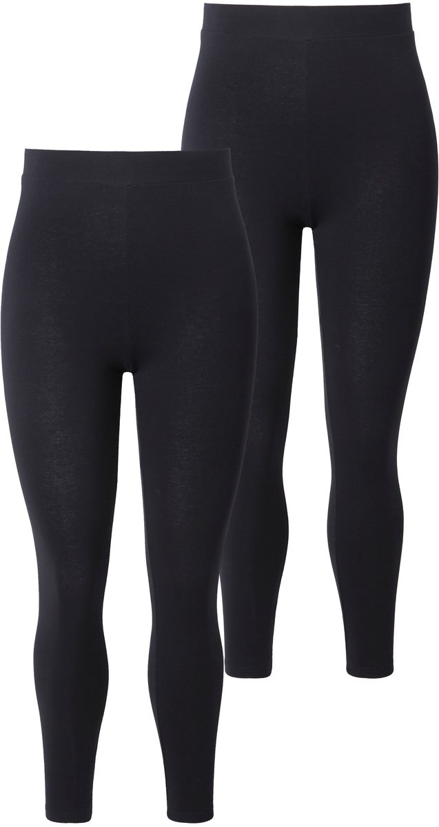 Studio Untold - Dames - legging smalle snit high waist elastische band set van 2 - Zwart - Maat 54+