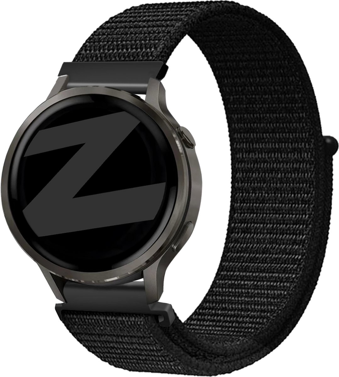Bandz Nylon loop bandje (18mm) - Geschikt voor Garmin Vivoactive 4s / Vivomove 3s / Venu 2s / Venu 3s / Forerunner 255s / Forerunner 265s / Venu 4 - 41mm - Zwart