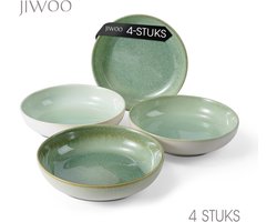 Pastabord set van 4 (Ø21,9 cm / 8,5 inch), Diepe borden, Soepborden, Dubbel reactief glazuur, Serviesset 4 persoons, Geschikt voor restaurants, Horeca, familiefeesten, banketten en picknicks, Magnetron-vaatwasserbestendig, Keramiek