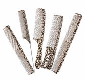 Luipaardprint kam set – 5 delige kunststof haar kammen – fijne tanden – styling kammen met tail comb – geschikt voor dames en heren – ideaal voor dagelijks gebruik
