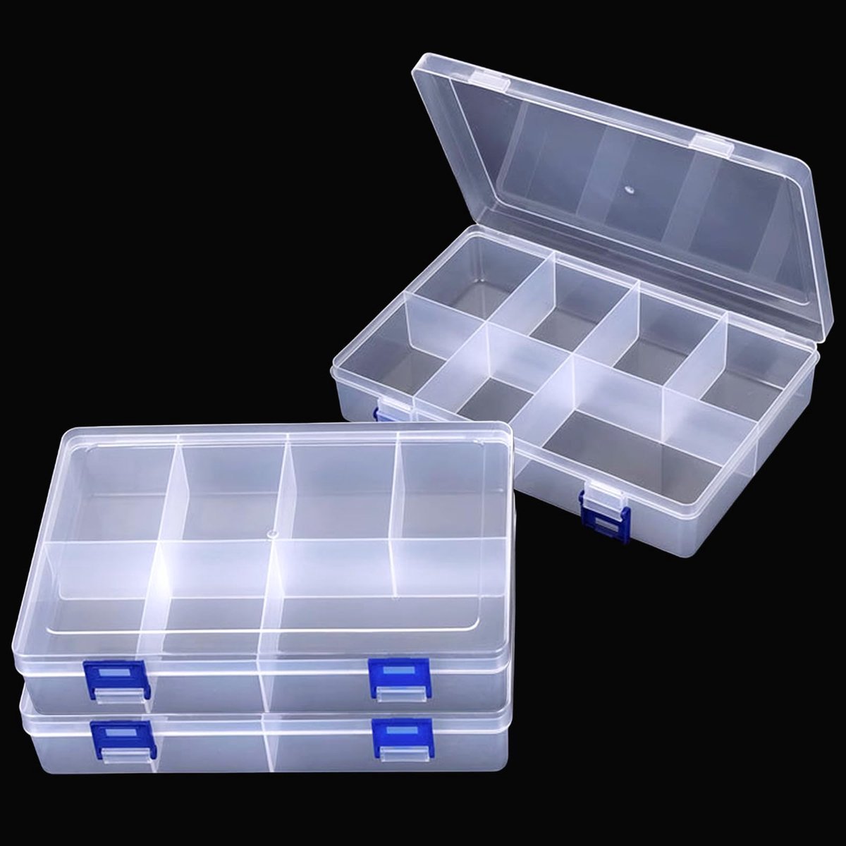 Stunq® Verstelbare Transparante Opbergdozen voor Sieraden en Kleine Onderdelen, Set van 3 Stuks