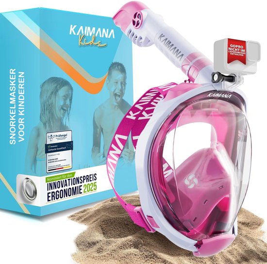 Masque de plongée KAIMANA® pour Enfants avec sac de transport - Set de plongée certifié et sans CO2 - Masque de plongée pour Kids - Masque intégral et lunettes de plongée avec tuba