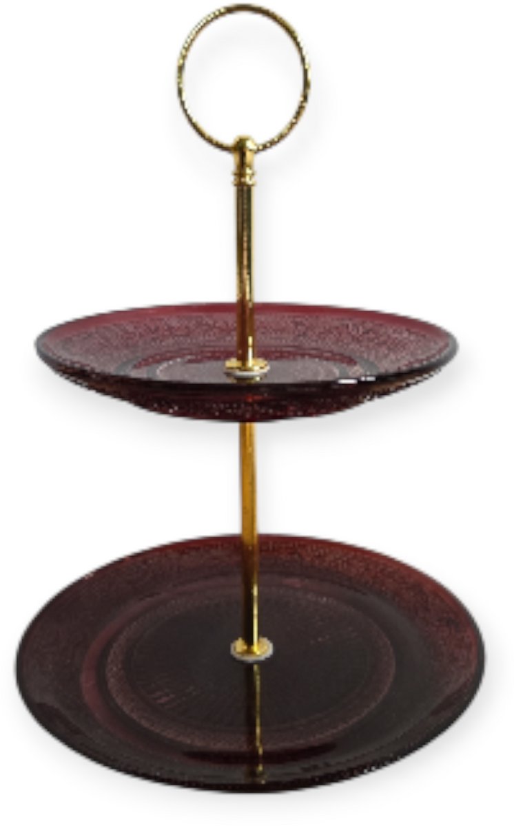 Daan Kromhout - Etagere - Glas - 2 lagen - Donker Rood - 15x18x24
