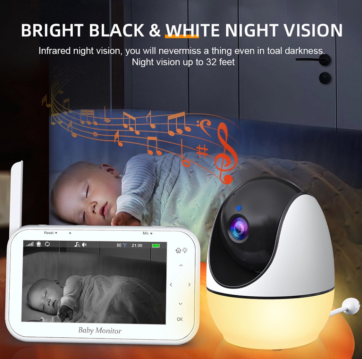 Namajunas Babyfoon met Camera - 4.3 Inch Full HD Scherm - afbeelding 2