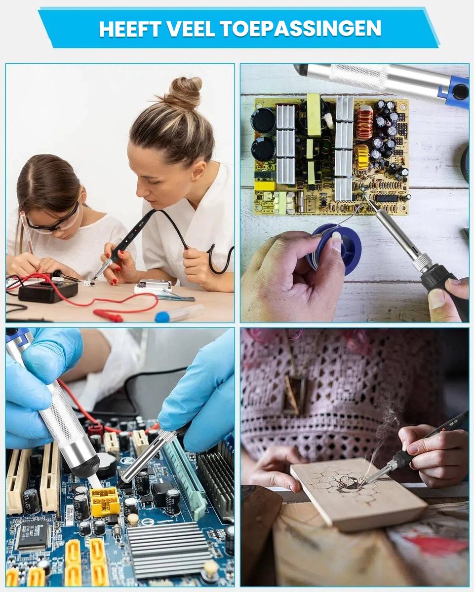 Soldeerstation 80W LCD - Soldeerbout met Instelbare Temperatuur 180-480°C - Ontsoldeerpomp, Soldeertin, 5 Verwisselbare Punten - Soldeerstandaard - Elektronica Reparatie Set voor Beginners en Professionals – foto 4