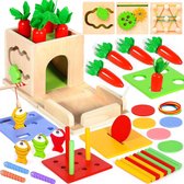 Montessori houten speelgoed geschikt voor peuters van 1-2 jaar, 8-in-1 Montessori motorische trainingsprogramma, geschikt voor baby's van 1 jaar, Thanksgiving-, verjaardags-, Kerstmis- en Paascadeaus, geschikt voor jongens en meisjes van 1-4 jaar.