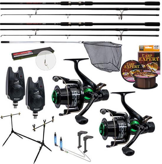 Karperset - Carp Expert - 3.90m - 3-delige hengels - Zeer Compleet