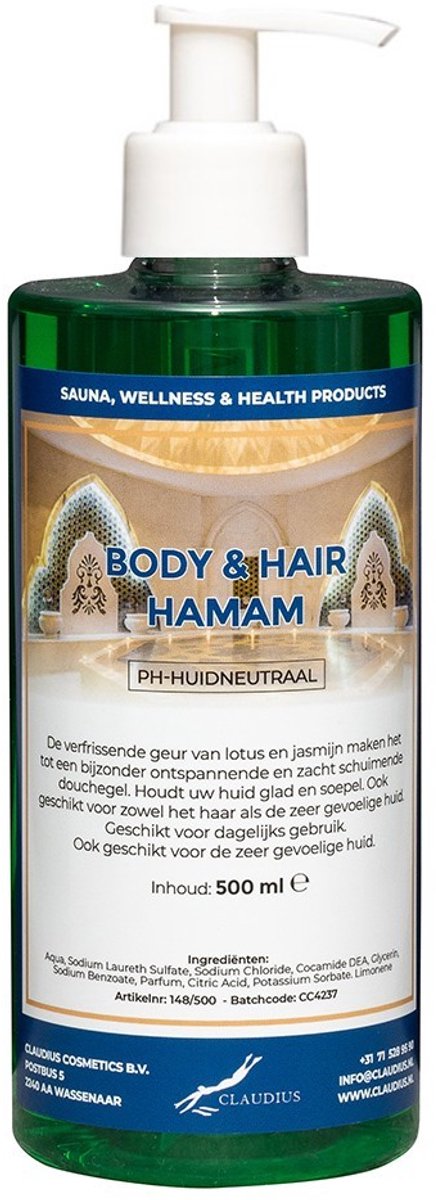 Body & Hair Hamam 500 ml met witte pomp - 2 in 1 voor lichaam en haar