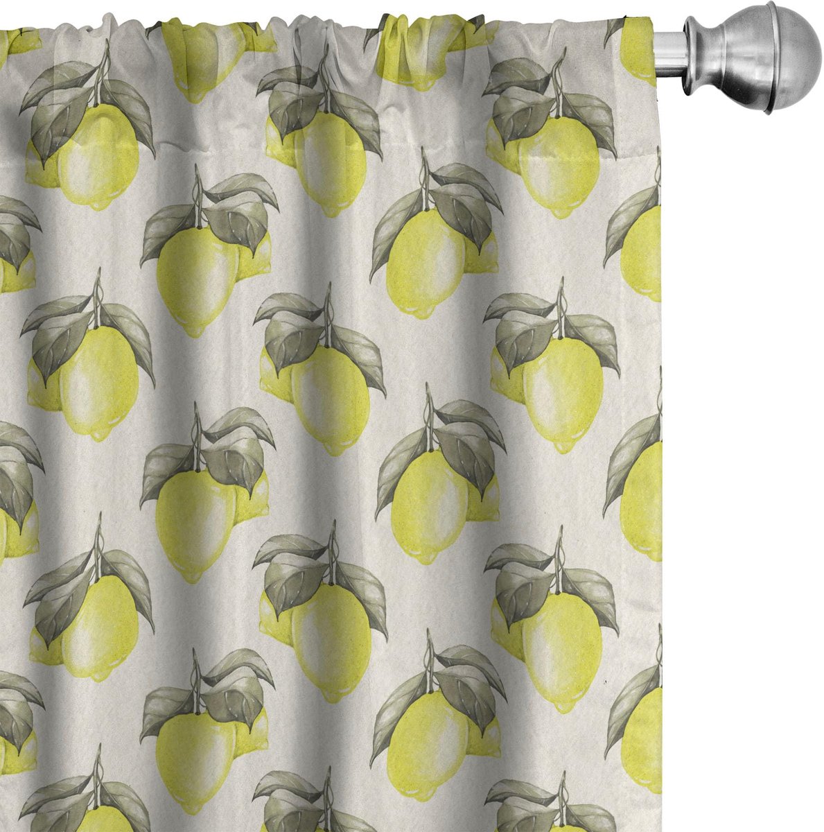 ABAKUHAUS Natuur Voorhangen – Geometrische print – 2x75x245 cm – microvezel Eierschaalkleur