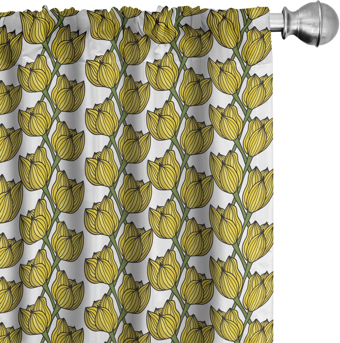ABAKUHAUS Gordijnen Tulp – 2×75×245 cm – Microvezel verduistering, varen groen/geel Farn-grün