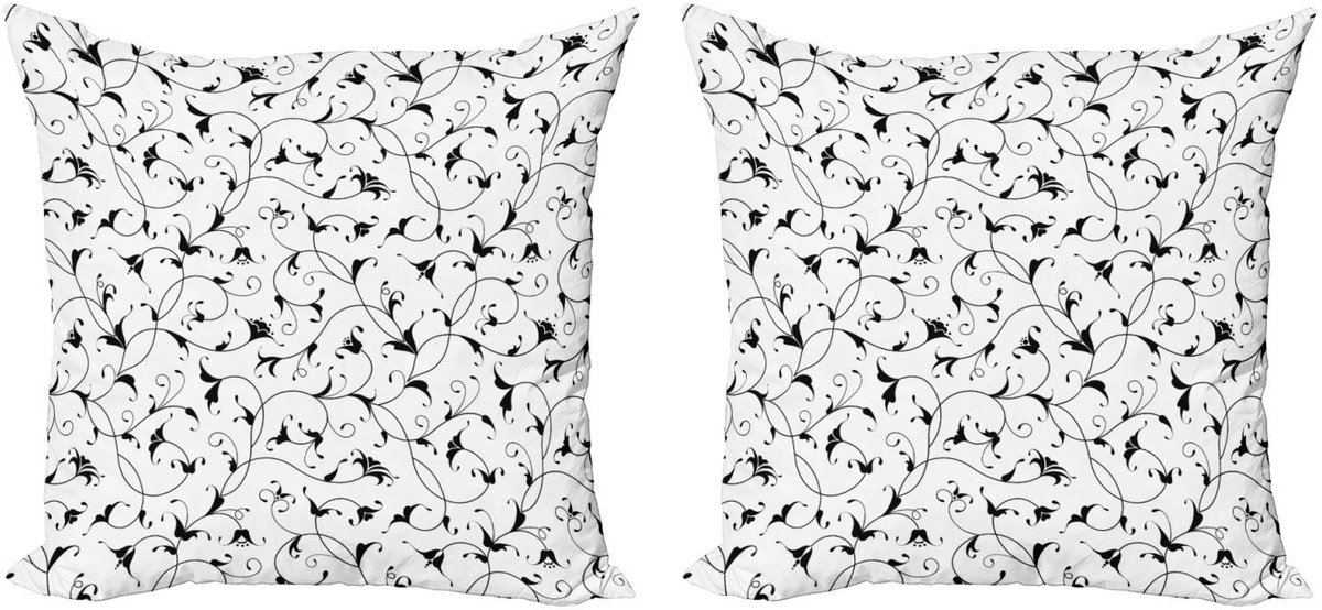 ABAKUHAUS Kussenhoes Set – 2x 40x40 cm – Zwart-Wit Dubbelzijdig